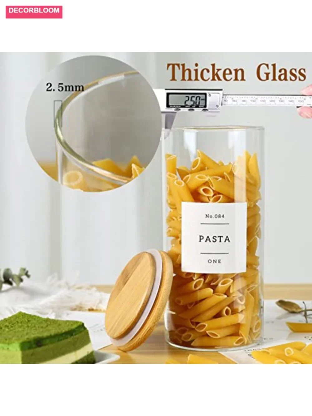 5 Pack Glass Jars with Bamboo Airtight Lids - Stackable Food Storage Containers